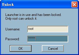 When the Launcher is locked, the unlock window is as follows: Figure 2-2 Unlock Dialog The input area of the dialog will be grayed (disabled) for 60 seconds after three failure
