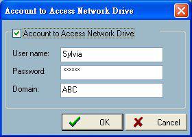 3.6.4 for the activation of backup operations. Account to Access Network Drive: This button will pop up a dialog shown in Figure 3-15.