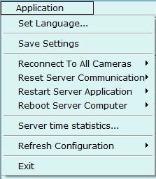 2.14 Menu bar Application has following menus in menu bar. 2.14.1 Application menu Figure below shows sub-menus Set Language : pops up a dialog where you can select language from available options.