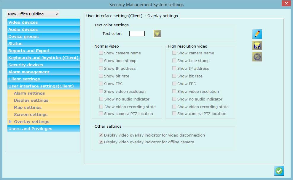 3.9.5 Overlay Settings You can configure overlay settings using this tab. Text color color used while displaying overlay texts.