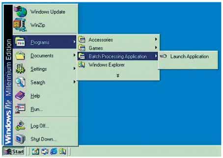 Starting the Batch Processing Application By default the Batch Processing Application will be added to the Window s Start menu in the Programs list.