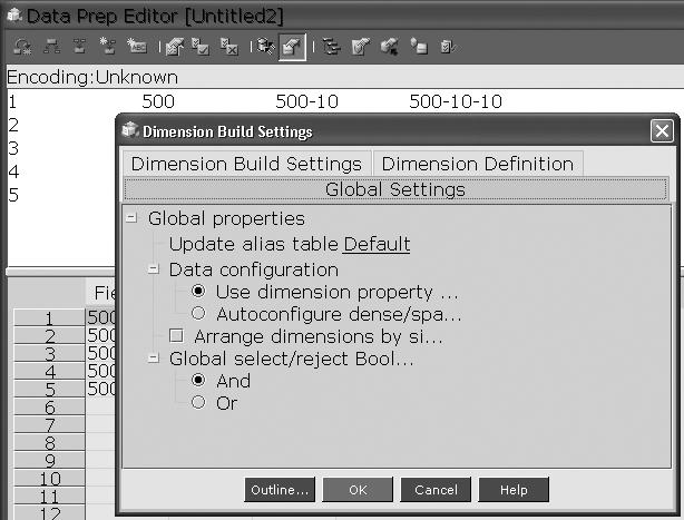 4. Select the Dimension Build Settings tab. We will add the members in the sample file to the Product dimension. 5.