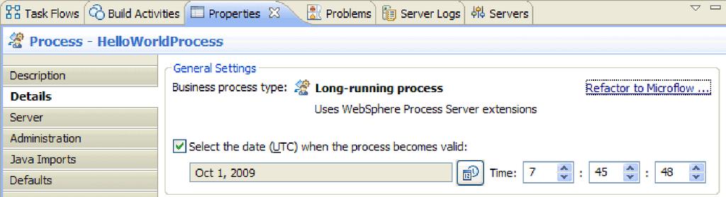 Notice that the process is identified as a Long-running process, as shown here: If you want to change the process from a long-running process to a microflow, click the Refactor to Microflow link.