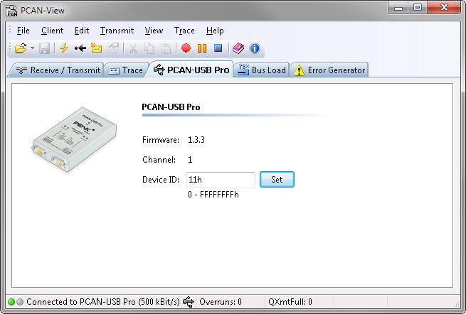 5.1.3 PCAN-USB Pro Tab Figure 12: PCAN-USB Pro tab With the PCAN-USB Pro tab you can assign a device ID to the adapter.