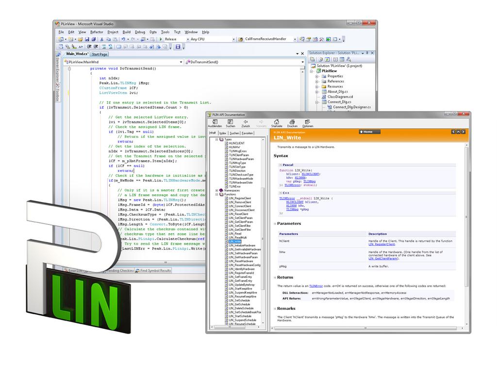 5.4 Linking Own Programs with the PLIN-API Figure 23: PLIN-API On the provided DVD you can find files to develop Windows software with an interface to a LIN bus in the directory branch Develop/PC
