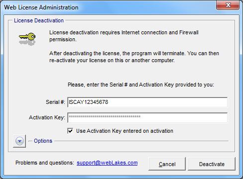 Step 3: The Web License Administration dialog is displayed. Click the Deactivate button. Step 4: Now you can activate your Web License in another computer. 6.