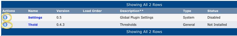 Complete the install of Settings and Thold Plugins Click on the Plugin Management choice on the left of the screen in Cacti.