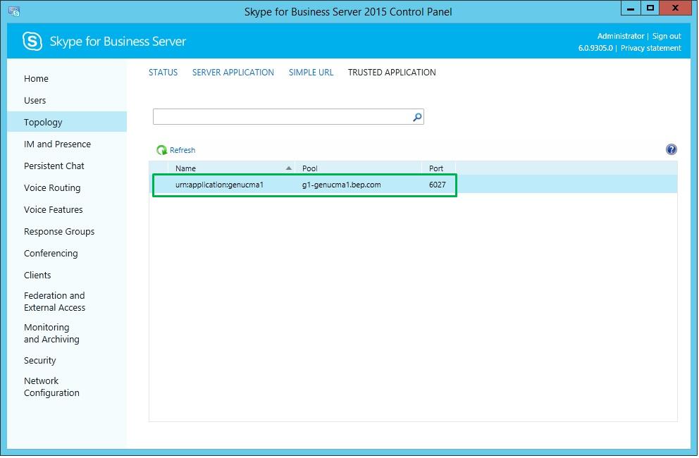 Note that the SIP Server connected to the Skype for Business Mediation Server for media does not support media bypass, so that check box must be left cleared.