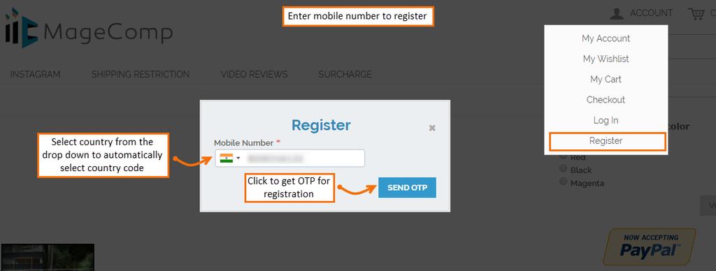 7. Registration from Frontend Once is configured properly, it will be seen enabled in frontend.