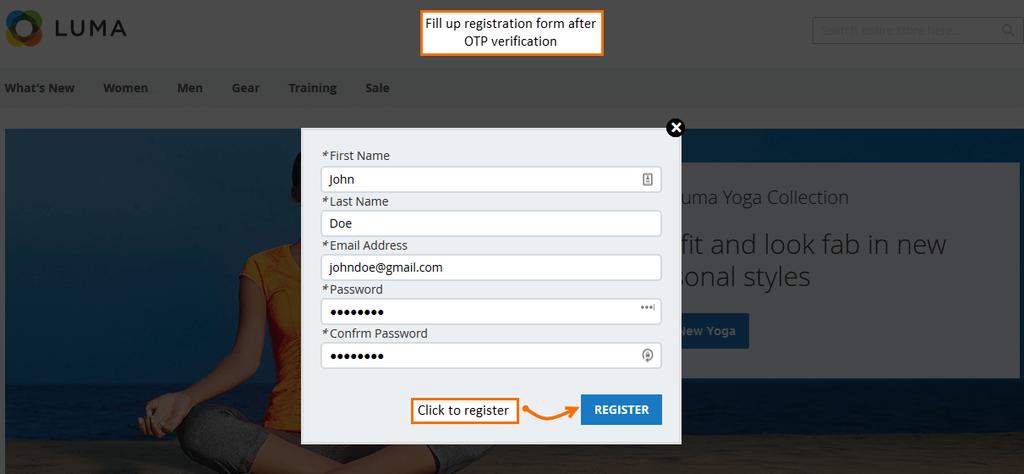 Registration Form After verification, users are required
