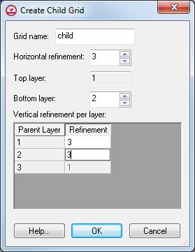 Figure 3 The selected cells for the child grid 7. Right-click in the selected area and select Create Child Grid to bring up the Create Child Grid dialog (Figure 4).