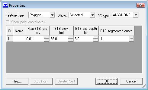 Figure 5. Coverage Properties dialog showing the polygon. The value in the ETS segmented curve column is the number of an XY series.
