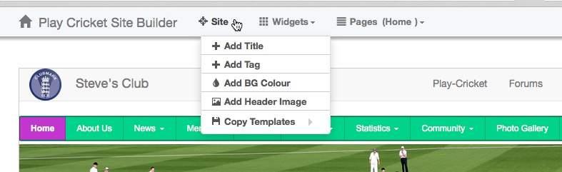 The Site Builder menus In this section, we will look at all of the things that are available in Site Builder.