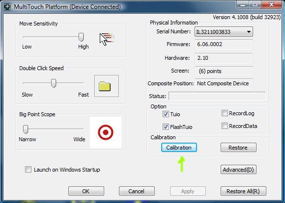 Calibrating the Touch Screen First close any applications so that you have a clear desktop with the