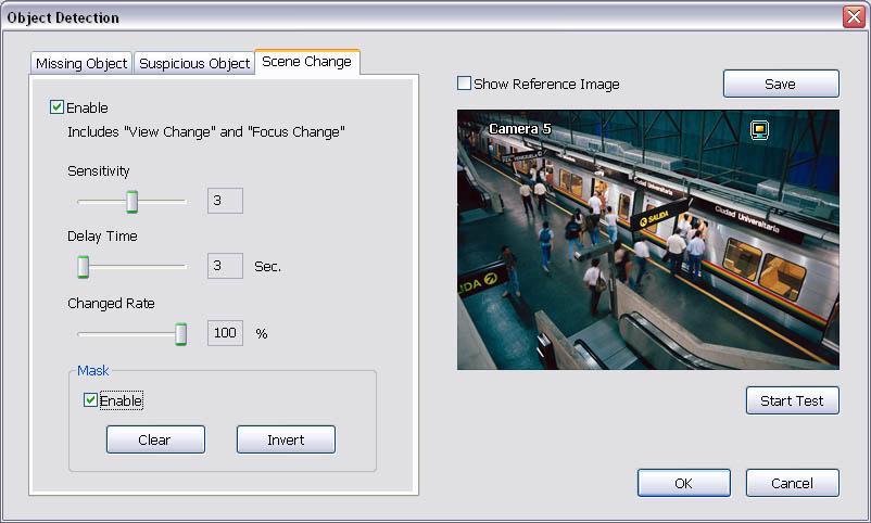 the object frame that user want to clean - Scene Change When the camera has been moved, the system will alarm. 1.