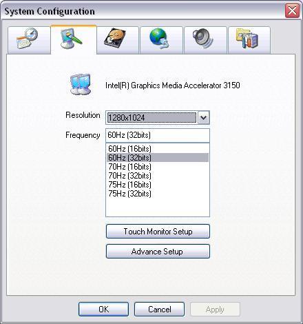Display Setting Adjust resolution of display and adjust the touch monitor.