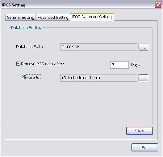 4.1.1.3 POS Database Setting User can export the POS database to another save location or storage device. Click to change the save path.