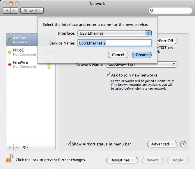 If the message not pop up, please Start System Preferences and select Network, then click the