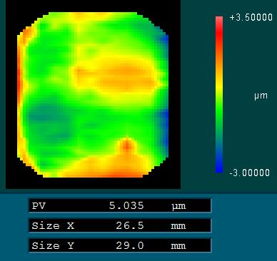This part has a clear aperture of 50 mm with a sagittal height of 16 mm. Even at this large aspect ratio, the peak-to-valley surface irregularity was measured to be ~ 5 um measured on a CMM.