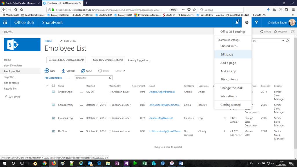 4. Add the dox4 Javascript Interface to your SharePoint Page
