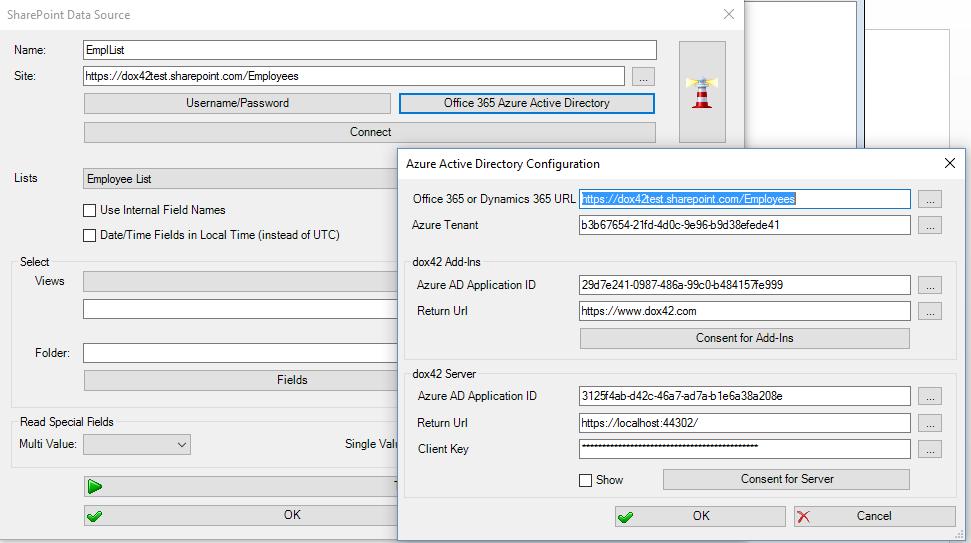 Configure Azure AD in dox4 Data Map Designer Don t forget to click Consent for dox4 Add-Ins and dox4 Server Access. 3 Configure Azure AD Access in Server Web.