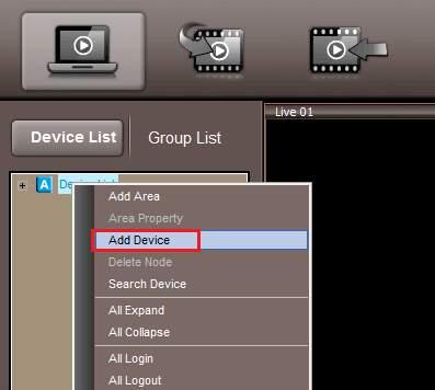 Right Click Device List, then click to choose Add Device. Step 3. Run CMS.