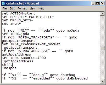Setting tomcat up for debugging Set the JDPA_TRANSPORT and JPDA_ADDRESS environment variables Or,