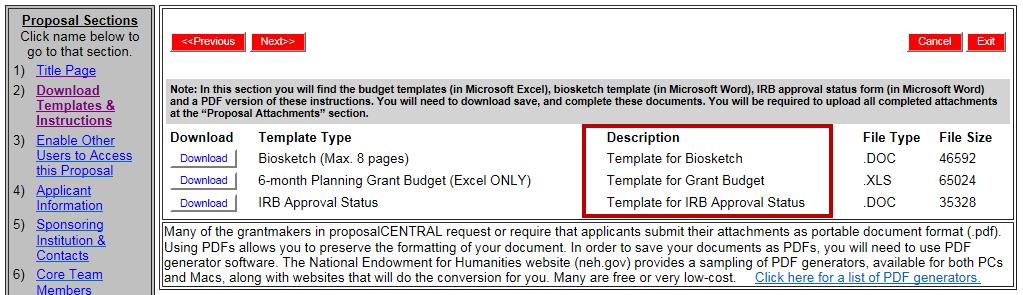 4. Template Order: Select the order you would like the template to appear in the list shown to the applicants on the Download Templates & Instructions page.