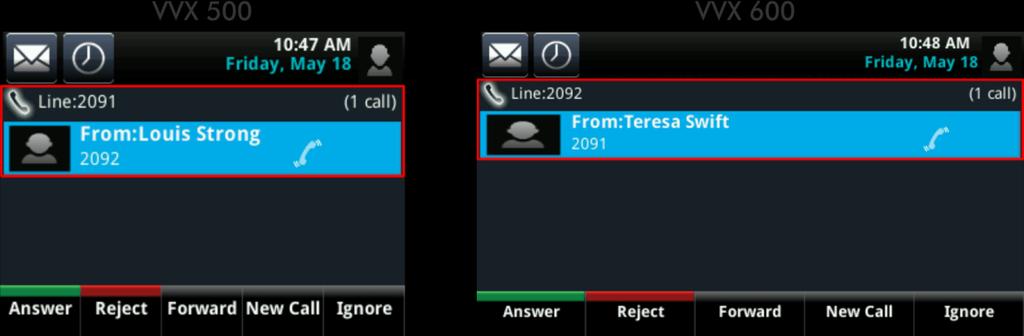Chapter 2: Using Basic Features If you don t answer the call within 10 seconds, the Incoming Call window disappears, and either Home or Calls view displays, as shown next.