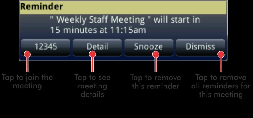 Chapter 3: Using Advanced Features To enable or disable meeting reminders: 1 Tap Settings from Home view, and tap Basic > Preferences > Calendar Settings.