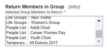 2. Select the temporary group from the G1050 report as the "Selected Group Members to Return". 3.