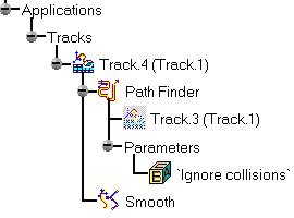 Page 28 The smooth result ( track operator) is identified in the specification tree under Track.2 The parameters changed are identified too.