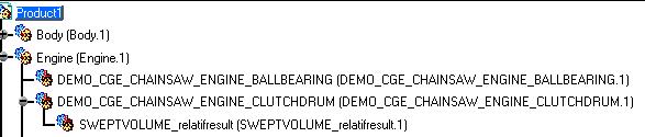 Right-click DEMO_CGE_CHAINSAW_ENGINE_CLUTCHDRUM.1 in the specification tree 10.