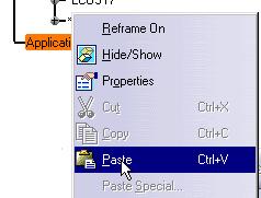 select the Paste command in the contextual menu.