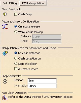 Customizing DMU Manipulation Settings Page 348 This task explains how to customize DMU Fitting settings. 1. Select Tools -> Options from the menu bar: The Options dialog box appears. 2.