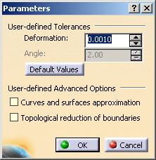 all types of curves (3D and P-curves when available), but the deformation tolerance is set by the user (see Parameters).