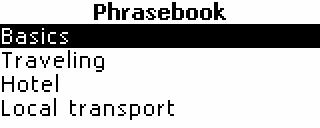 PHRASEBOOK The phrasebook contains over 5,000 phrases in the English and Farsi languages. Translation direction depends on the selected Interface language.