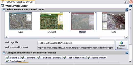 Flexible Web Layouts The new Flexible Web Layouts include support for Overview Maps, selected attributes, and measuring tools.