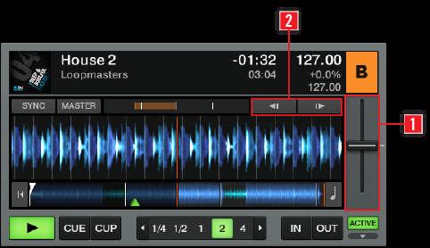 The Decks Tempo Controls 7.7.1 Manual Tempo Controls Tempo Controls. (1) Tempo Fader: Moving the Tempo Fader up or down will slow down or speed up the tempo of the track.