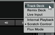 As a TRAKTOR SCRATCH PRO 2 user, you can also choose the Playback mode (Internal Playback or Scratch Control), and, if you own a TRAKTOR AUDIO 6 or TRAKTOR AU- DIO 10 audio interface, a hardware