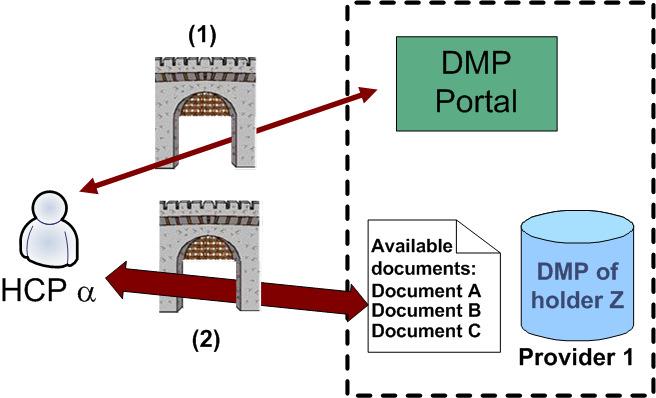 Effect of holder's control on his/her DMP 1/3 (1) HCP α is authenticated and authorized to access the DMP