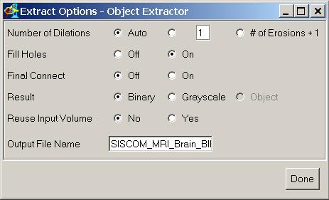 15. Once the threshold and associated region has been specified, select the Extract Object button at the bottom of the window.