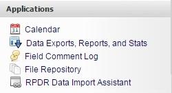Applications The Applications section contains tools available in REDCap but not commonly used in Data entry.