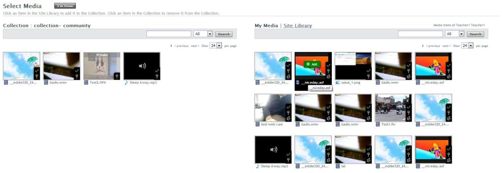 What is the Kaltura Video Tool for Sakai? o o o Community: All site members may rearrange, add and remove items from the collection. This is useful for group and class projects.