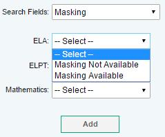 Roster Management Adding a New Roster (ELPT), and/or mathematics. Using these drop-down menus, indicate the status of the selected test setting for the particular test type (Figure 26). Figure 26.