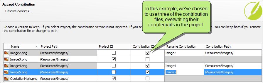 SELECT PROJECT OR CONTRIBUTION FILE IN GRID For any contribution files that you prefer to keep