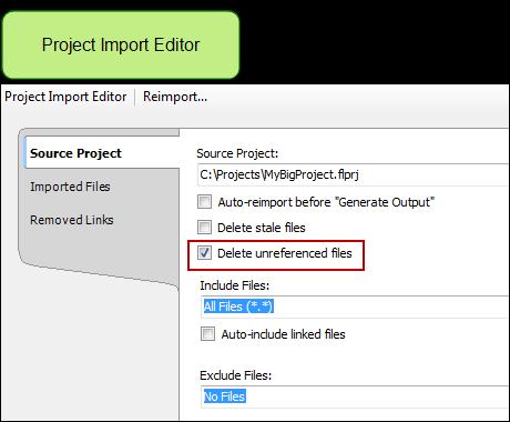 Global Project Linking Delete Unreferenced Files When you use