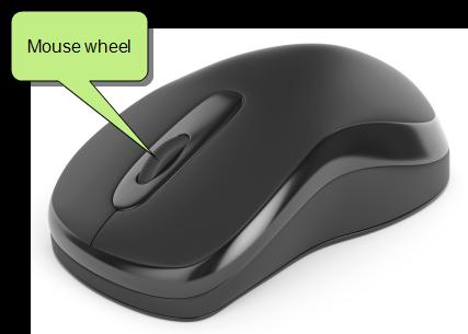 Mouse Wheel Zoom You can now hold down the CTRL key on your keyboard and move your mouse wheel (or scroll wheel) to zoom in and out on content.