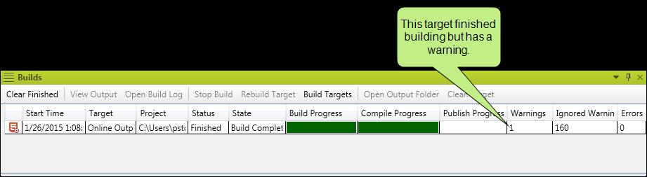 Warning for Changed Files Because this feature allows you to continue working while targets are generated, it's possible that you might change a file that is included in a target while
