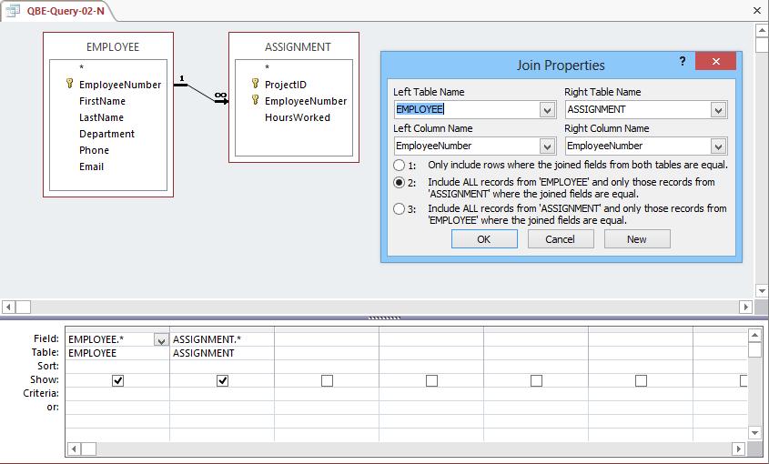 Write an SQL statement to join EMPLOYEE and ASSIGNMENT and include all